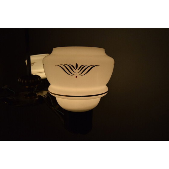 Image 1 of Lustre Art déco vintage en verre et cuivre, Allemagne années 1930