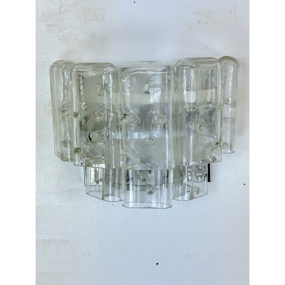 Image 1 of Ensemble de 4 lampes murales vintage en verre clair de Murano, Italie, années 1970