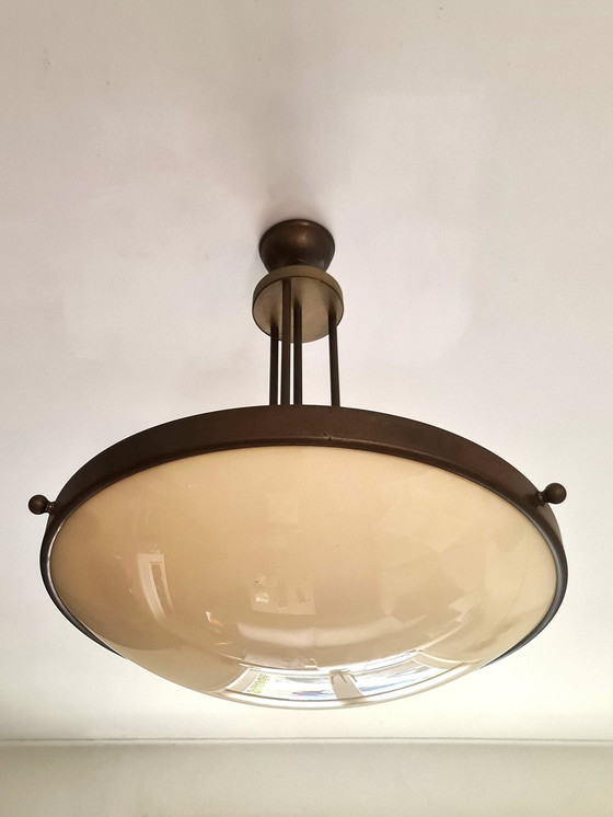 Image 1 of Lampe suspendue en laiton / bronze - 1940s - Ø60Cm - Allemagne