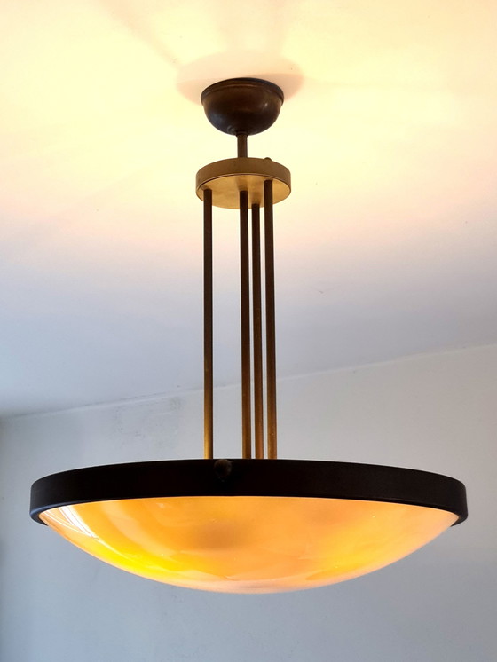 Image 1 of Lampe suspendue en laiton / bronze - 1940s - Ø60Cm - Allemagne