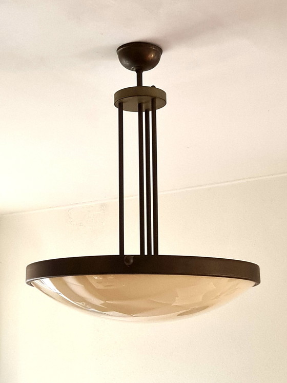 Image 1 of Lampe suspendue en laiton / bronze - 1940s - Ø60Cm - Allemagne