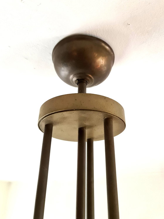 Image 1 of Lampe suspendue en laiton / bronze - 1940s - Ø60Cm - Allemagne