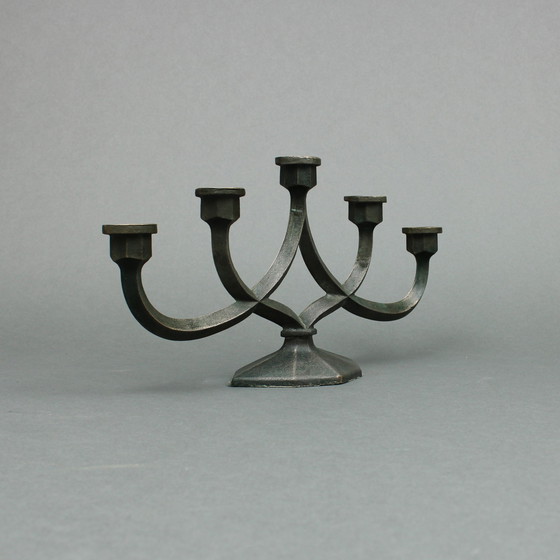 Image 1 of Werkspoor Foundry - Chandelier en bronze à cinq bras - Brutalist