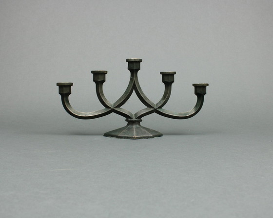Image 1 of Werkspoor Foundry - Chandelier en bronze à cinq bras - Brutalist