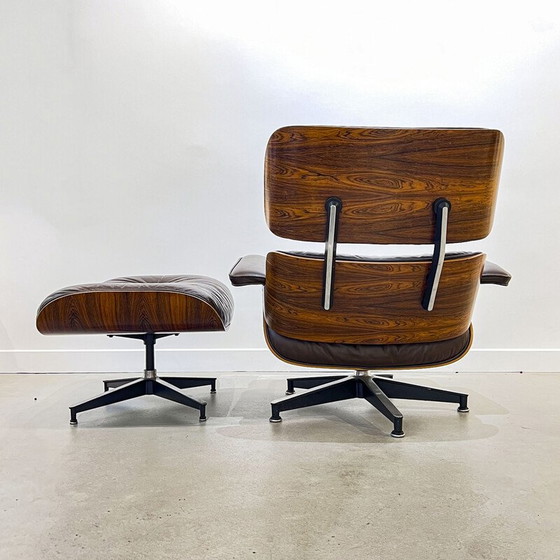 Image 1 of Fauteuil vintage avec ottoman en palissandre de Rio par Charles et Ray Eames, 1970
