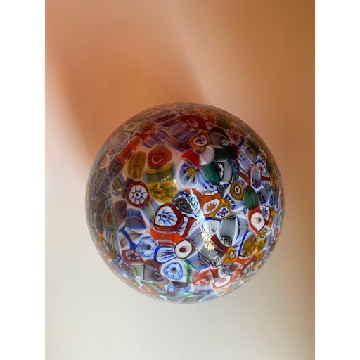 Petite lampe de table Œuf en verre Murano multicolore et floral