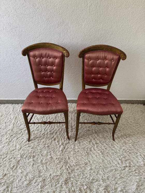 Image 1 of Chaises De Bal Satin Napoléon 3 (X2)