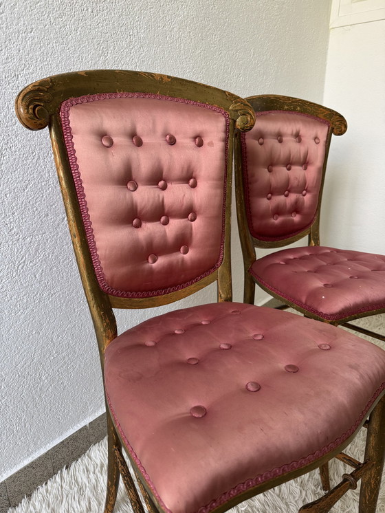 Image 1 of Chaises De Bal Satin Napoléon 3 (X2)