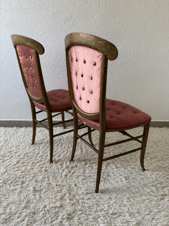 Image 1 of Chaises De Bal Satin Napoléon 3 (X2)