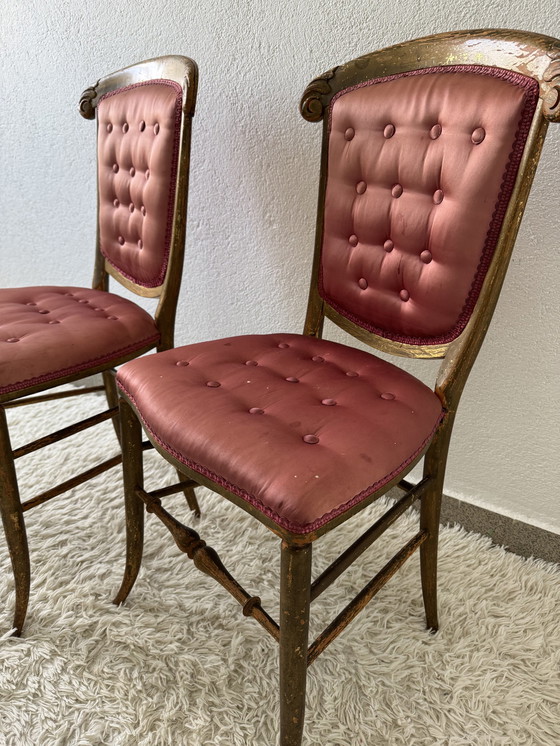 Image 1 of Chaises De Bal Satin Napoléon 3 (X2)