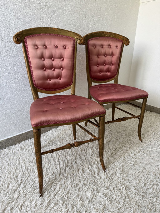 Chaises De Bal Satin Napoléon 3 (X2)