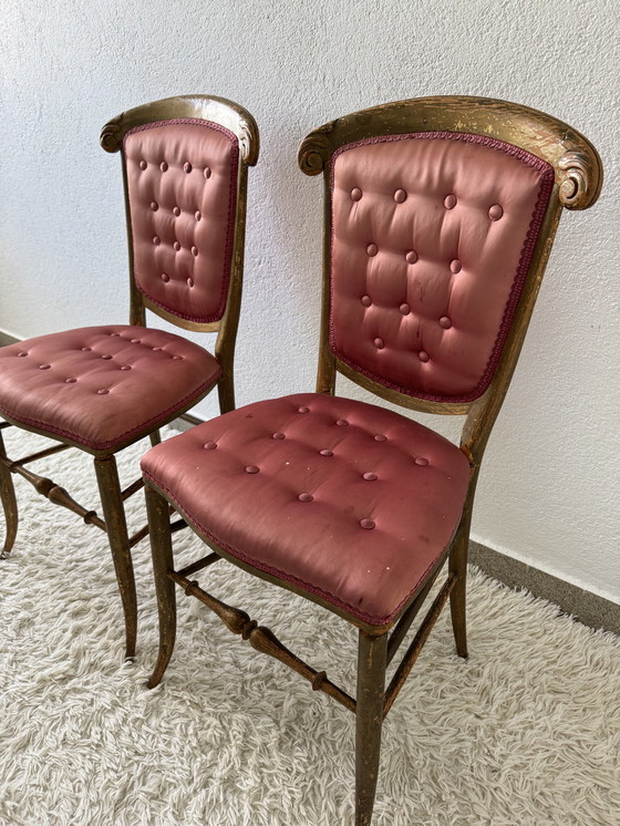 Image 1 of Chaises De Bal Satin Napoléon 3 (X2)