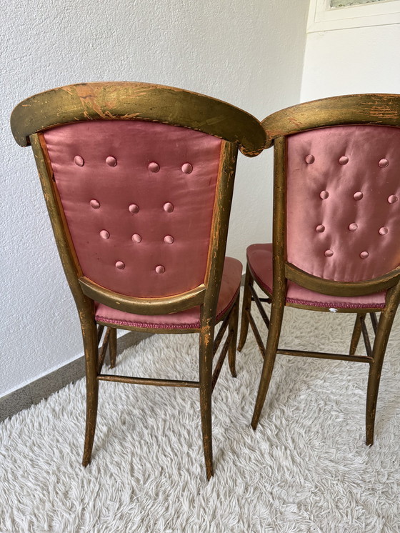 Image 1 of Chaises De Bal Satin Napoléon 3 (X2)