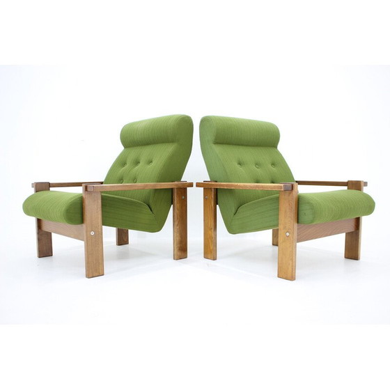 Image 1 of Paire de fauteuils vintage en bois de hêtre, Tchécoslovaquie 1970