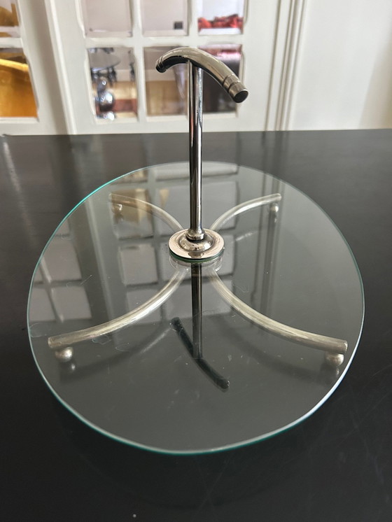Image 1 of Plateau En Chrome Et Verre 