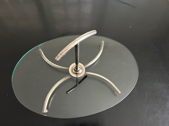 Image 1 of Plateau En Chrome Et Verre 