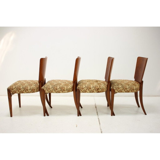 Ensemble de 4 chaises de salle à manger vintage en tissu H-214 par Jindrich Halabala pour Up Závody, Tchécoslovaquie 1950