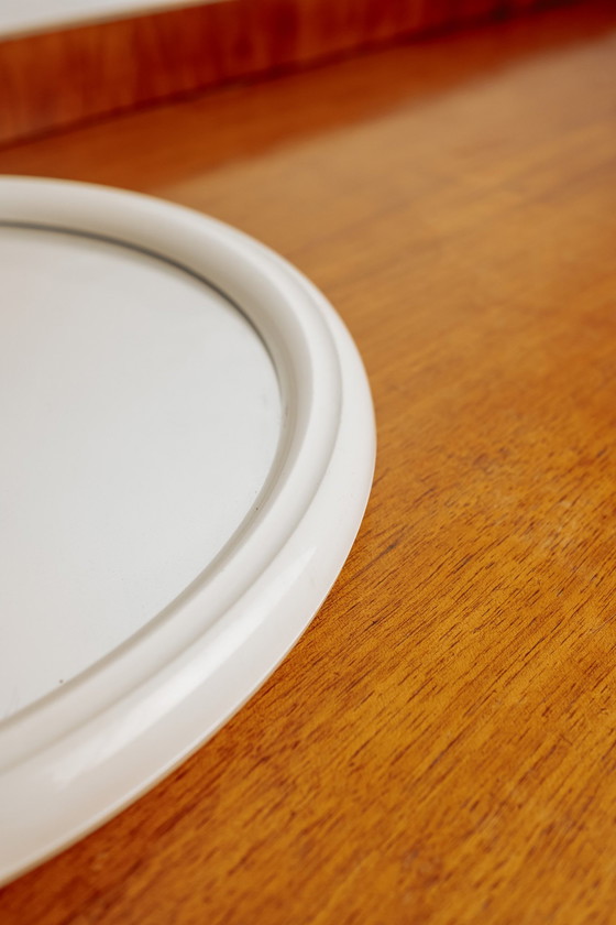 Image 1 of Miroir blanc rond vintage