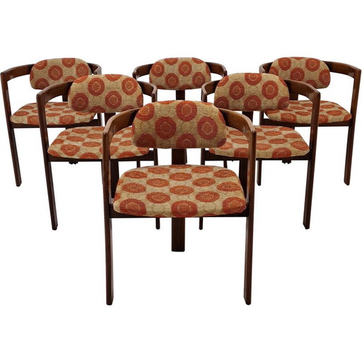 Ensemble de 6 fauteuils vintage en bois, Italie 1960