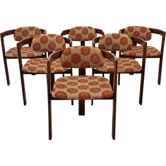 Image 1 of Ensemble de 6 fauteuils vintage en bois, Italie 1960