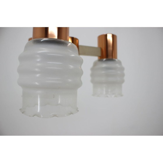 Image 1 of Lustre vintage en laiton et plastique, Tchécoslovaquie 1970