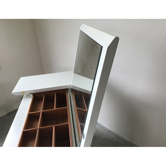 Image 1 of Coiffeuse vintage en bois laqué blanc et sycomore, Suisse 1980