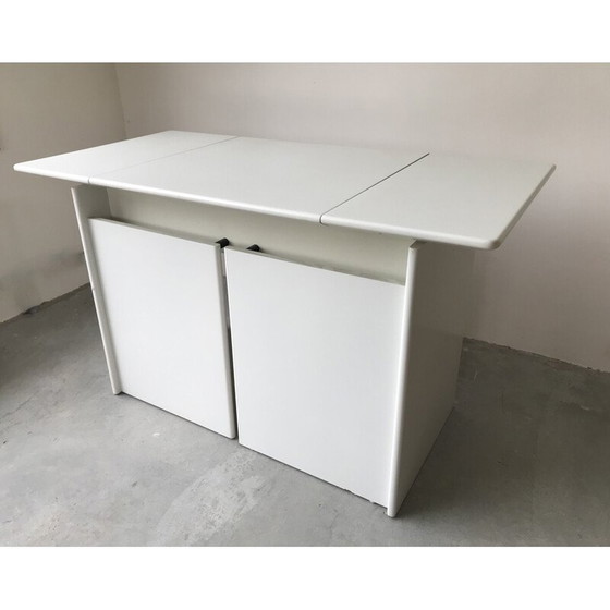 Image 1 of Coiffeuse vintage en bois laqué blanc et sycomore, Suisse 1980