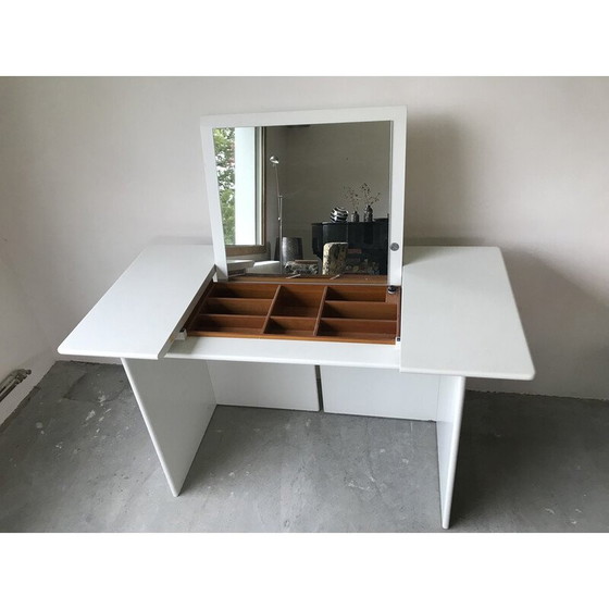 Image 1 of Coiffeuse vintage en bois laqué blanc et sycomore, Suisse 1980