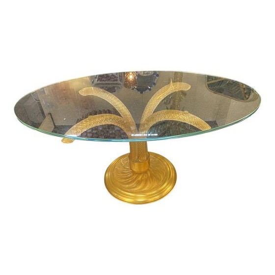 Image 1 of Table basse en verre de Murano "Torciglione", or, 1980S, attribuée à l'époque