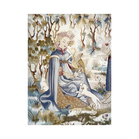 Image 1 of Tapisserie du milieu du siècle "l'offrande du cœur", Belgique années 1940