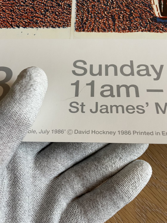 Image 1 of David Hockney, "Flowers, Apple & Pear On A Table, July 1986", Copyright David Hockney 1986, Printed In England