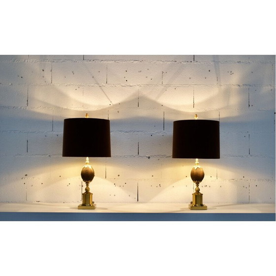 Image 1 of Paire de lampes vintage en métal doré de Maison Jansen, 1970