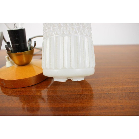 Image 1 of Paire de lampes vintage en verre et bois, Allemagne 1970