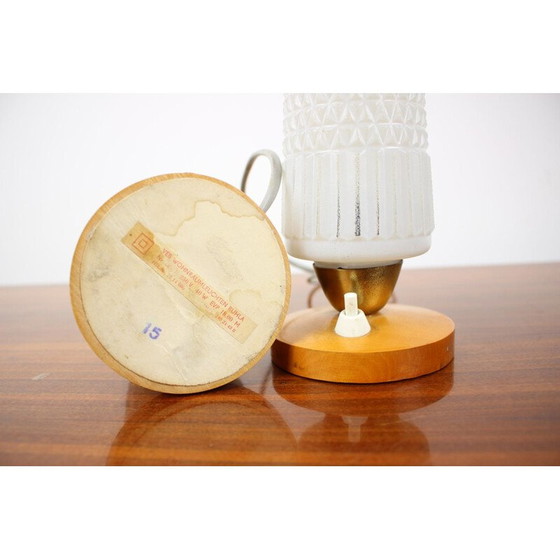 Image 1 of Paire de lampes vintage en verre et bois, Allemagne 1970