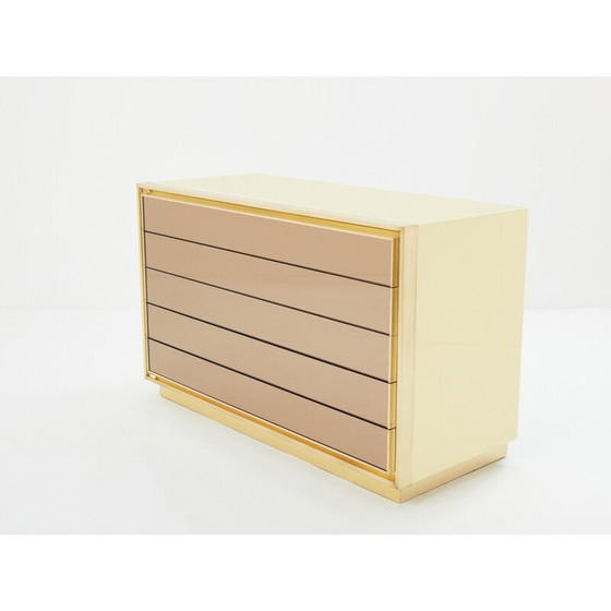 Image 1 of Commode et miroirs vintage en laiton laqué pour Maison Jansen, 1970