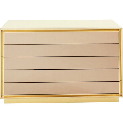 Commode et miroirs vintage en laiton laqué pour Maison Jansen, 1970