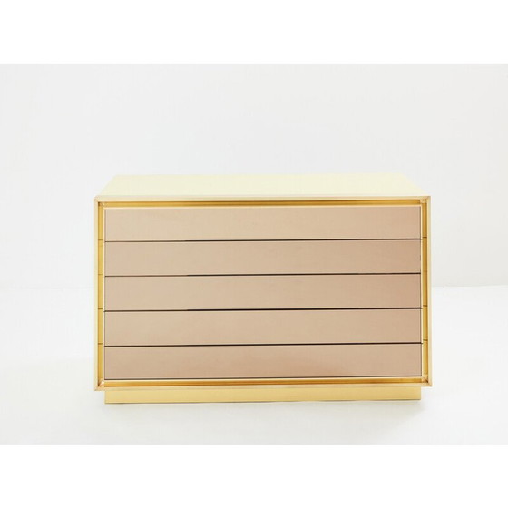 Image 1 of Commode et miroirs vintage en laiton laqué pour Maison Jansen, 1970