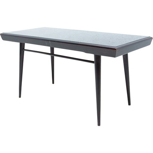 Table basse vintage en verre opaxite par Interiér Praha, Tchécoslovaquie 1960