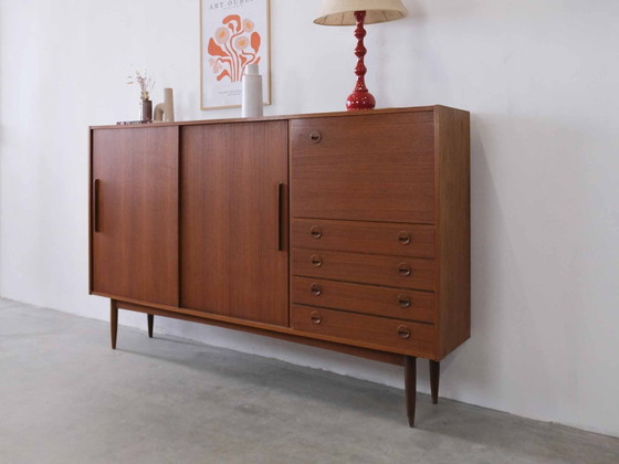 Image 1 of Vintage Teak Danish Highboard Cabinet Sideboard