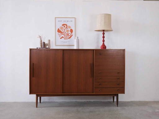 Vintage Teak Danish Highboard Cabinet Sideboard
