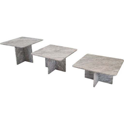 Ensemble de 3 tables basses italiennes en marbre, 1970