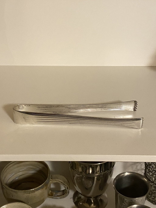 Pince à glaçons en métal argenté