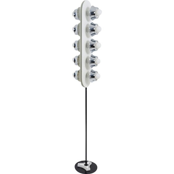 Image 1 of Lampadaire vintage en métal chromé et laqué blanc par Angelo Cucci, Italie 1960