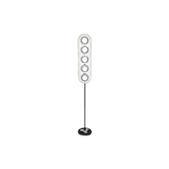 Image 1 of Lampadaire vintage en métal chromé et laqué blanc par Angelo Cucci, Italie 1960