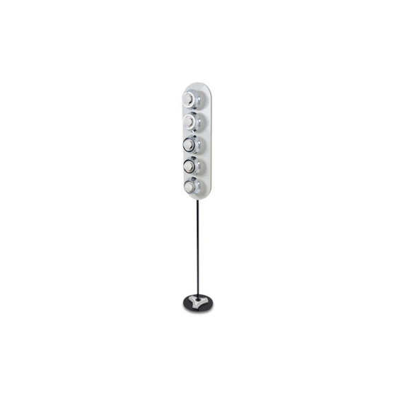 Image 1 of Lampadaire vintage en métal chromé et laqué blanc par Angelo Cucci, Italie 1960