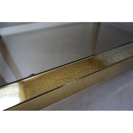 Image 1 of Table d'appoint vintage en travertin, or, verre et laiton par Alain Delon pour Maison Jansen, 1970