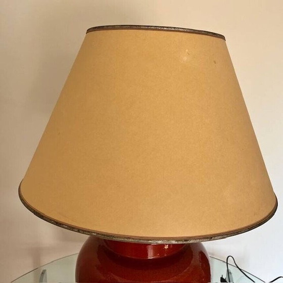 Image 1 of Lampe de table vintage en céramique rouge