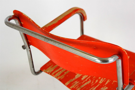 Image 1 of Chaise luge Bauhaus B 34 en contreplaqué et chrome par Marcel Breuer, 1930S