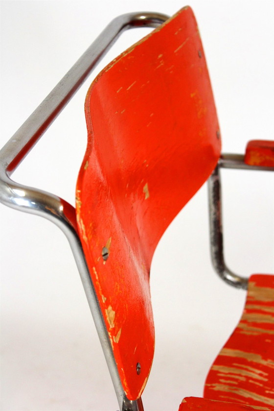 Image 1 of Chaise luge Bauhaus B 34 en contreplaqué et chrome par Marcel Breuer, 1930S