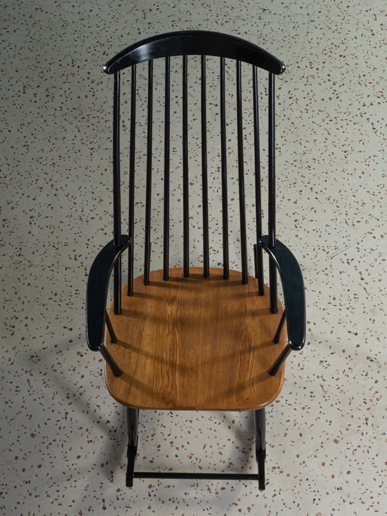 Image 1 of Fauteuil à bascule en bois des années 50
